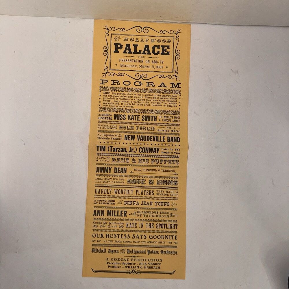 1967 Hollywood Palace ABC TV Program Kate Smith Estate Jimmy Dean Ann Miller